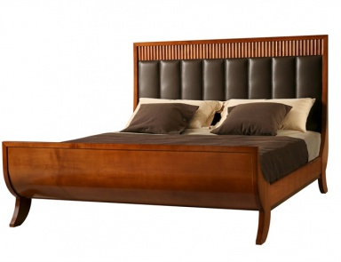 Doppelbett mit Leder Kopfteil Biedermeier, Morelato