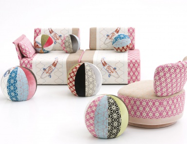 Hocker rund Stoff gepolstert Joy, Moroso