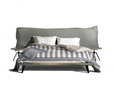 Doppelbett mit gepolstertem Kopfteil Cloudscape Platform, Moroso