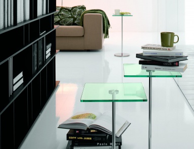 Beistelltisch Couchtisch aus Stahl mit Glasplatte Gliss, Cattelan Italia