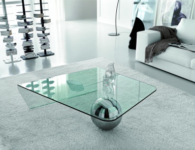 Tisch Couchtisch aus Glas mit Stahl Unterstützung von Globe, Cattelan Italia