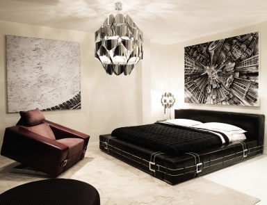 Doppelbett, gepolstertes Leder Grantour Coupe, Ipe Cavalli