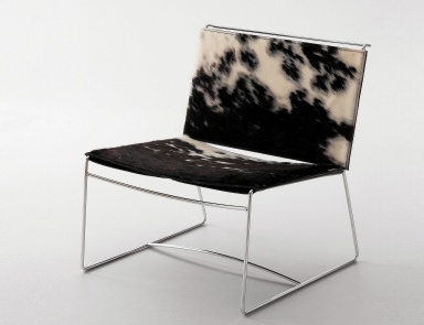 Sessel auf einem Rahmen aus Edelstahl gepolstert Leder Fil, Ligne Roset