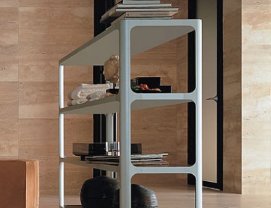 Regal auf einem Rahmen aus Aluminium mit Regalböden aus Glas und Marmor Sixty, Rimadesio