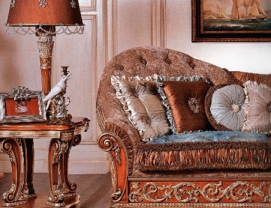 Sofa Dreibettzimmer auf einem Rahmen aus Massivholz Stoff gepolstert 6163, Riva Mobili D ' Arte