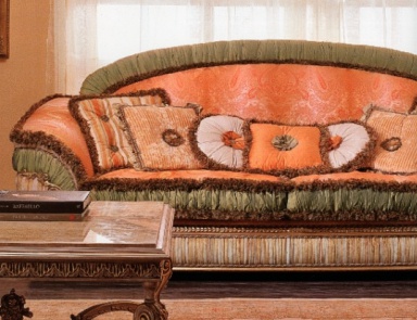 Sofa Dreibettzimmer auf einem Rahmen aus Massivholz Stoff gepolstert 6623, Riva Mobili D ' Arte