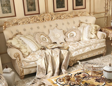 Sofa Dreibettzimmer auf einem Rahmen aus Massivholz Stoff gepolstert 7163, Riva Mobili D ' Arte