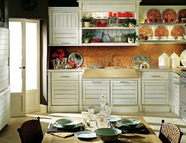 Küche (Garnitur für die Küche) Brummel, Bamboo (Möbel im Landhausstil, rustikaler Stil)