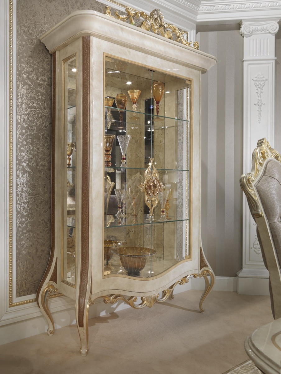 Vitrine aus massivem Holz und gehärtetem Glas Baroque, Turri
