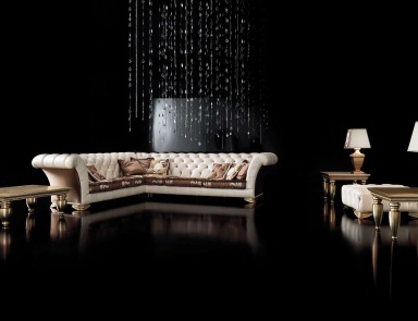 Die Garnitur für das Wohnzimmer - Sofa, Tisch,Hocker, Paolo Lucchetta