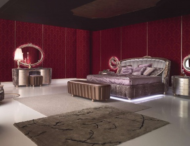 Schlafzimmer-Set - Bett, Sitzbank, Frisierkommode, Hocker, Nachttisch, Paolo Lucchetta (Schminktisch)