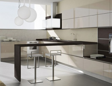 Küche (Garnitur für die Küche) Arrital Cucine, Light BEIGE GLOSSY,