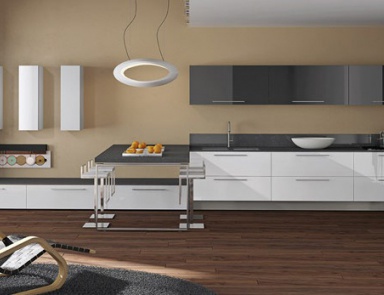 Küche (Garnitur für die Küche) Arrital Cucine, Light GLOSSY WHITE AND GREY METALLIC