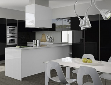 Küche (Garnitur für die Küche) Arrital Cucine, Light WHITE AND BLACK GLOSSY