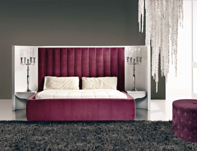 Doppelbett mit hohem Kopfteil, Rattan Wood