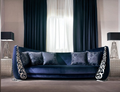Sofa aus massivem Holz mit geschnitzten Metall-Dekor Saraya , Elledue (halbrunde Sofa rund)
