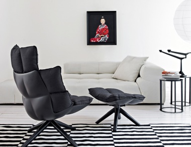 Hocker gepolsterter Leder oder Stoff Husk, B&B Italia