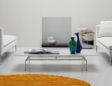 Tisch Couchtisch mit Aluminium-Basis und Tischplatte aus Glas oder Marmor Diesis, B&B Italia