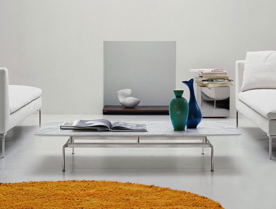 Tisch Couchtisch mit Aluminium-Basis und Tischplatte aus Glas oder Marmor Diesis, B&B Italia