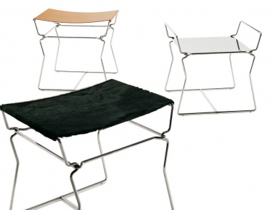 Hocker auf Stahlskelett gepolsterter Leder Pyllon, B&B Italia