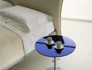 Couchtisch mit Säule aus Stahl und Tischplatte aus Glas, Marmor oder Massivholz Till, Acerbis International