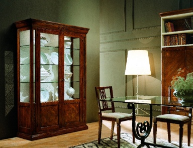 Schaufenster zweiflügelige auf einem Rahmen aus massivem Kirschholz und Buchenholz Leonardo, Bamax (Vitrine Sideboard für die Küche, Italien)