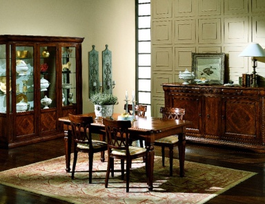 Schaufenster трехстворчатая auf einem Rahmen aus massivem Kirschholz und Buchenholz Leonardo, Bamax (Vitrine Sideboard für die Küche, Italien)