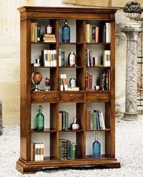 Bücherregal mit Rahmen aus massivem Nussbaum A814, Moletta Mobili
