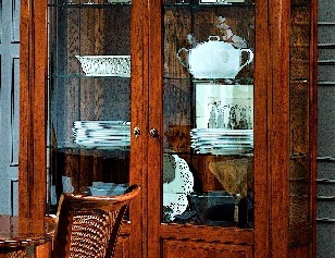Schaufenster zweiflügelige auf einem Rahmen aus massivem Kirschholz und Buchenholz Lord Style, Bamax (Vitrine Sideboard für die Küche, Italien)