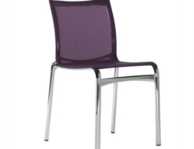 Stapelbar Stuhl mit Sitz und Rücklehne aus schwer entflammbar PVC und Rahmen aus Aluminium Bigframe, Alias