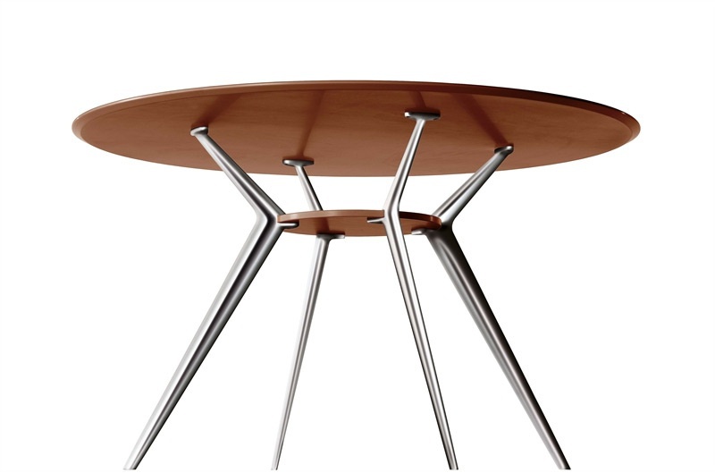 Tisch mit Tischplatte aus Holz oder Acryl Stein und Beine aus Aluminiumguss Biplane, Alias