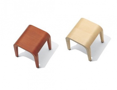 Hocker mit Gehäuse aus Holz und Finish aus Furnier Holz Laleggera, Alias