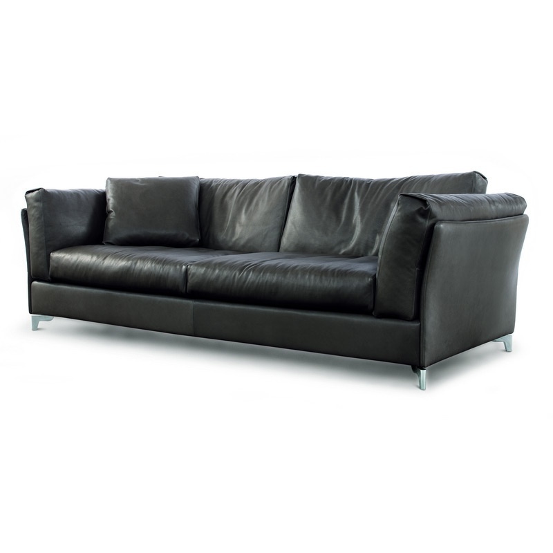 Sofa mit Rahmen aus massivem Holz Füllstoff aus Polyurethanschaum und Gänsedaunen und Bezug aus Leder oder Textil Bahia, Alivar