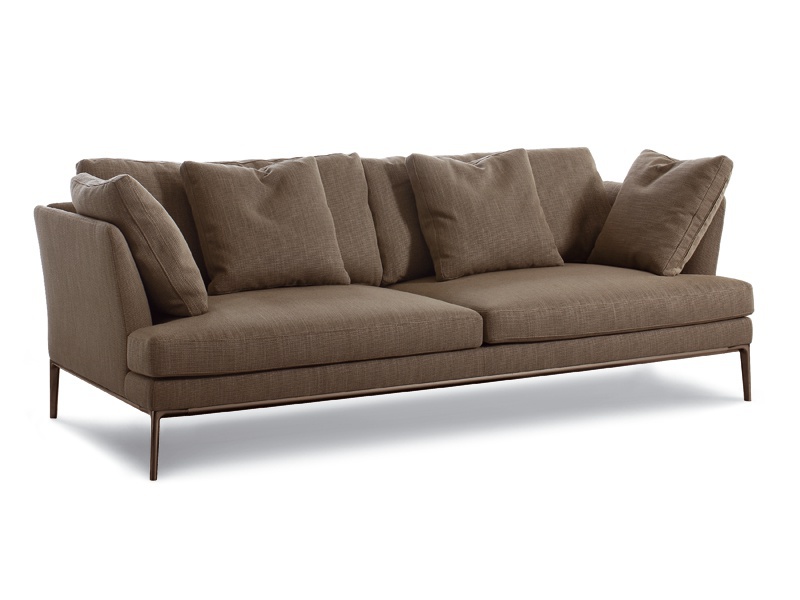 Sofa mit Rahmen aus Holz, Basis aus Aluminium und Polsterung aus Leder oder Textilgewebe-Portofino, Alivar