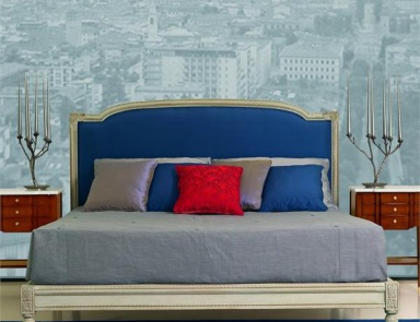 Doppelbett mit gepolstertem Kopfteil, Salda