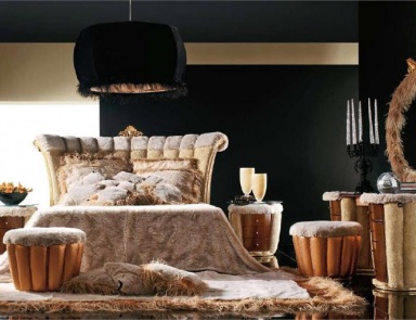 Schlafzimmer aus Massivholz und Polsterung aus Textil-Stoff Tiffany, AltaModa