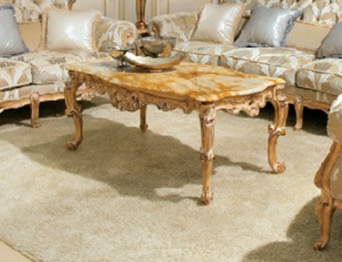 Couchtisch mit Rahmen aus massivem Holz und Finish aus gealterten Gold Austen, Angelo Cappellini