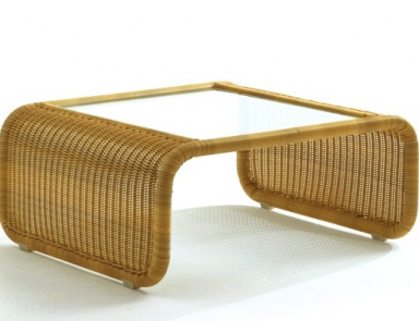 Tisch Couchtisch auf einem Rahmen aus Rattan T. 011, Bonacina Pierantonio