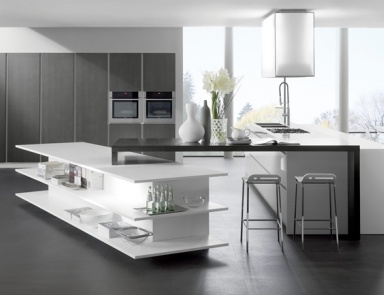 Küche mit Türen aus MDF mit Stahl und Furnier Area, Bontempi Casa