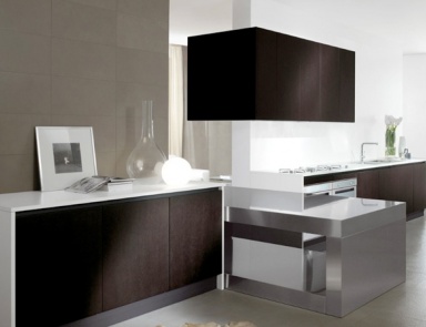 Küche mit Türen aus MDF mit Stahl und Furnier Area, Bontempi Casa