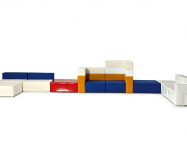 Modulares Sofa auf einem Rahmen aus Holz gepolsterter Leder oder Stoff 100X100gracco, Busnelli