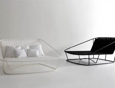 Sonnenliege mit Sitzfläche und Rückenlehne aus synthetischem Gewebe und Skelett aus Stahl Cloud, Arflex