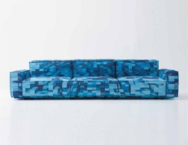 Sofa mit Polsterung aus Leder und Textil-Gewebe und der Rahmen aus Metall und Sperrholz Marechiaro, Arflex