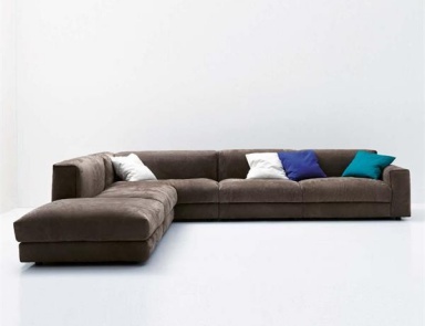 Sofa mit Kopfteil aus Holz-Pappel, Rahmen aus Metall und Polsterung aus Textil-Stoff Nap Softie, Arflex