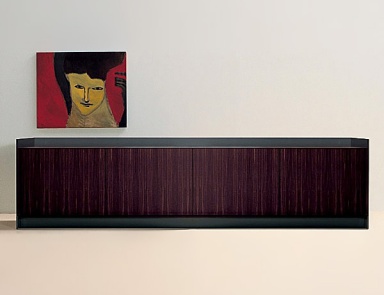 Kommode mit Rahmen aus Spanplatten und Regalböden aus Glas Glitter, Arflex
