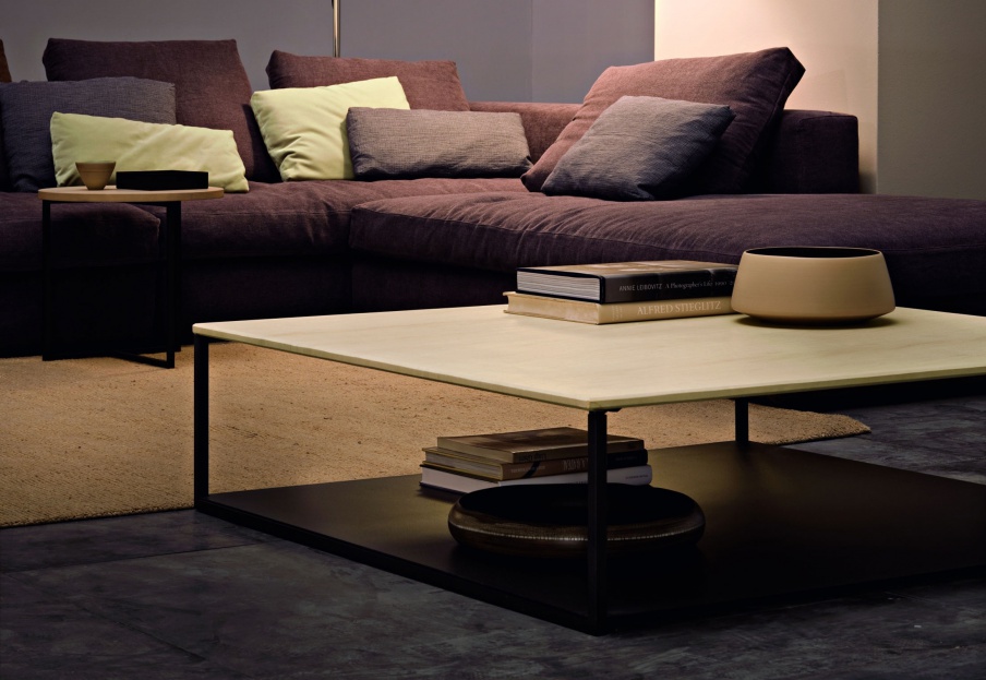 Couchtisch mit Regal und Tischplatte aus Glas Spiegel und Basis aus Metall Isola, Arketipo