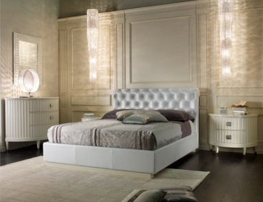 Doppelbett mit Gehäuse aus Massivholz und Polsterung aus Leder Arte Brotto (glamorous Schlafzimmer-Möbel)