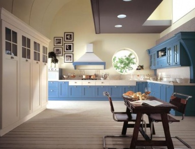 Küche mit Rahmen aus MDF und Finish aus Furnier Holz Palladio, Aster Cucine
