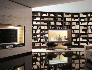Das Regal der Buchhandlung aus dunkler Eiche Concerto, Besana (Schrank, Kommode für Wohnzimmer, Italien)
