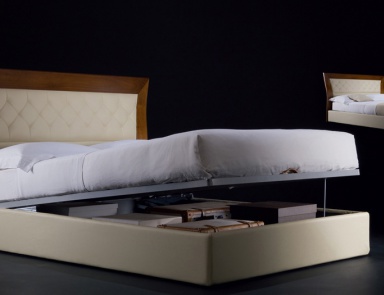 Doppelbett mit einem Laufsteg auf dem Rahmen aus massiver Pappel 9088, Bruno Piombini